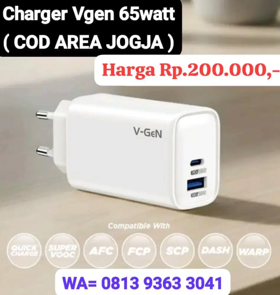 Charger Original Vgen 65watt Garansi Resmi 1 Tahun ( BISA COD )