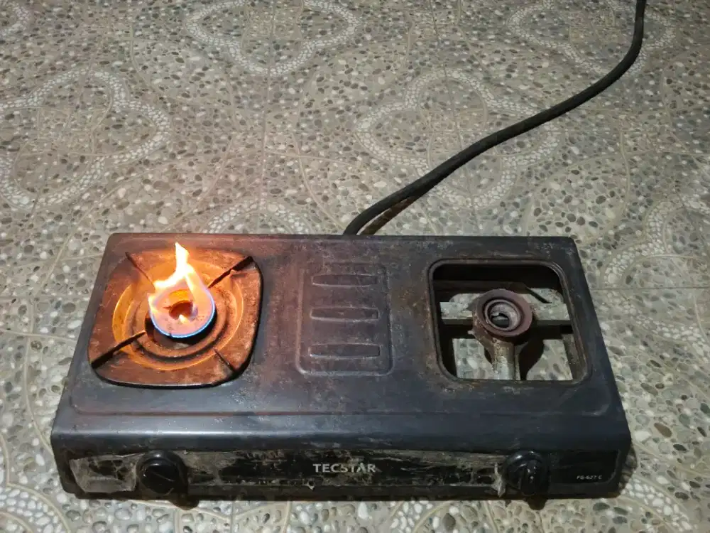 Kompor Gas 2 Mata Tungku Tecstar Selang Regulator