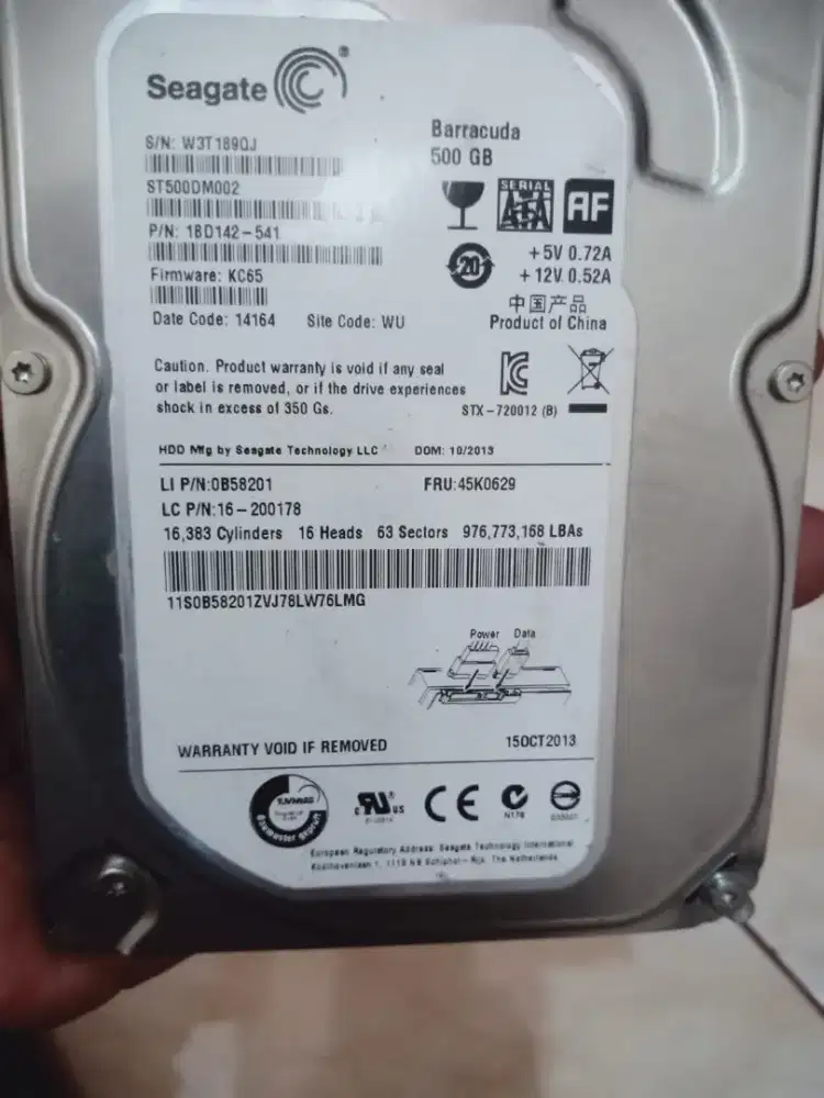 Di Jual Harddist Seagate 500 GB