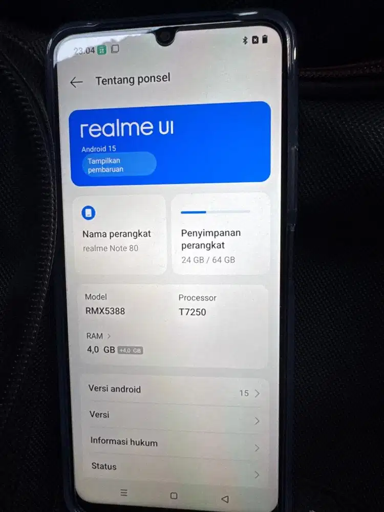 Realme note 80 baru 4hari
