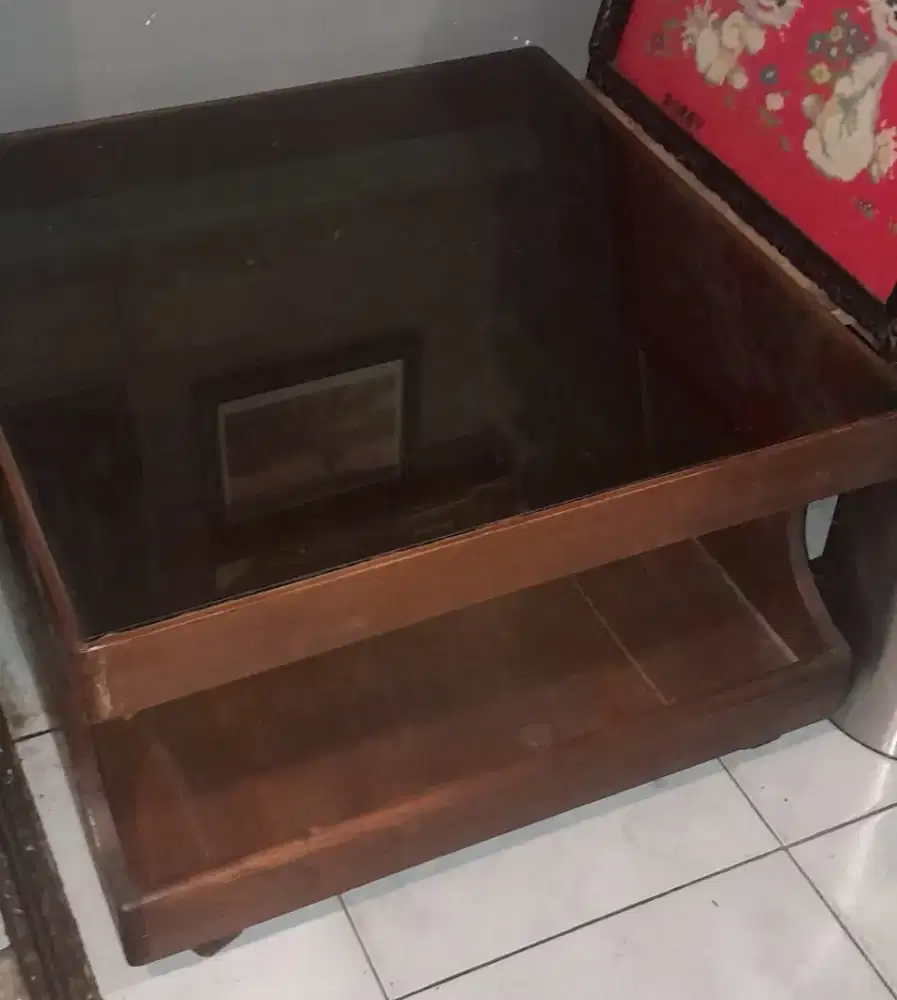 Meja tamu kayu jati 80x80cm