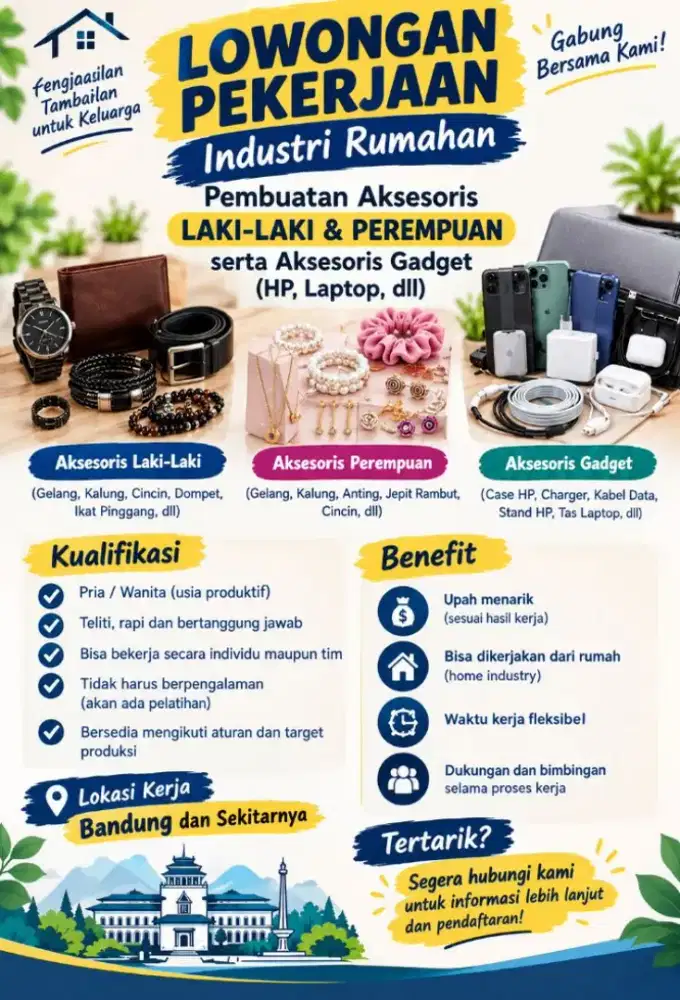Industri Rumahan Membutuhkan Staff Dan crew, segera