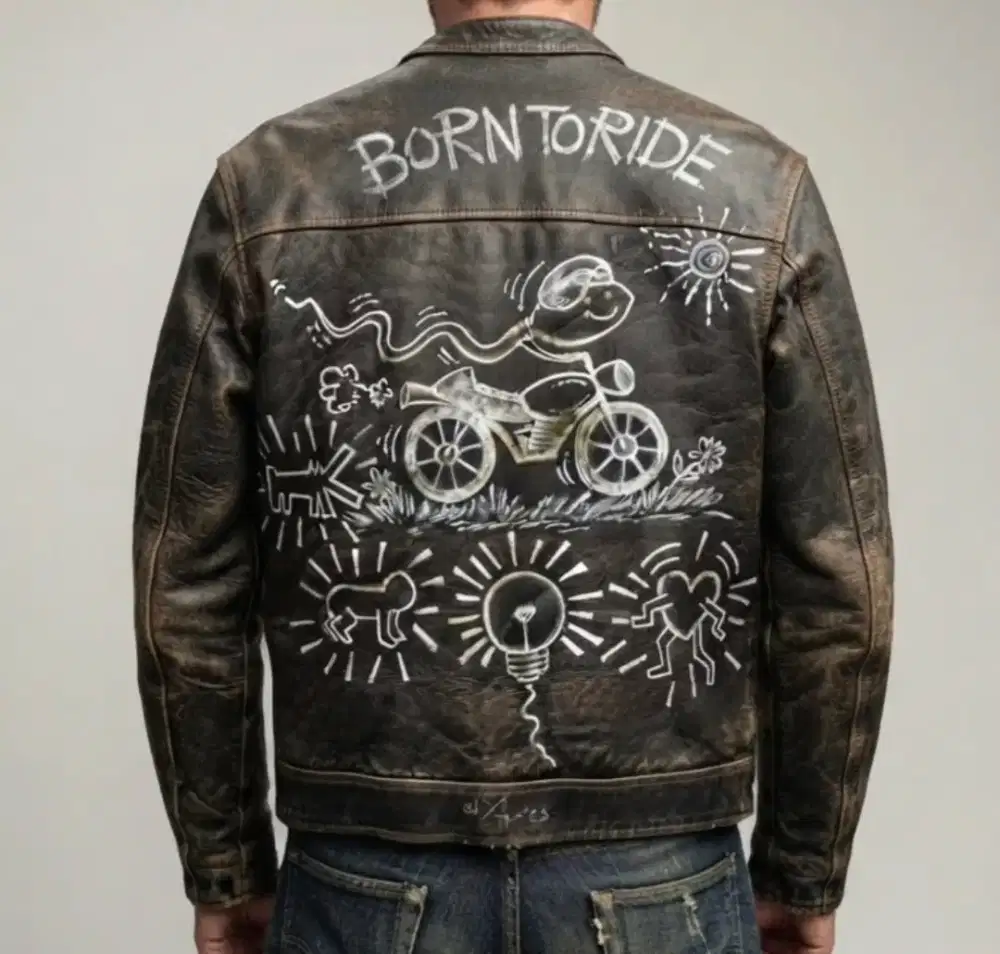 Jaket kulit sepeda motor cafe racer touring lawas vintage