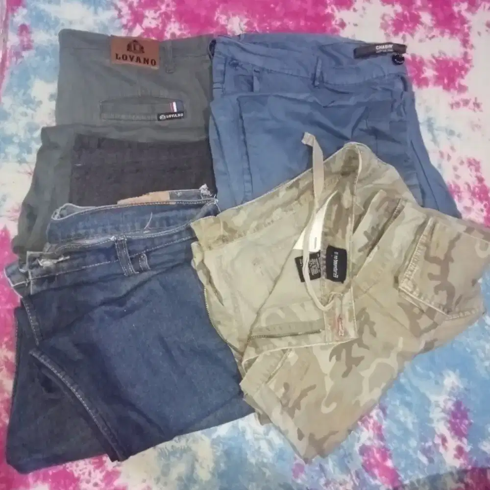 4 CELANA JUMBOOOO/3 CELANA PANJANG/1 PENDEK LORENG chasin dll  UK 36