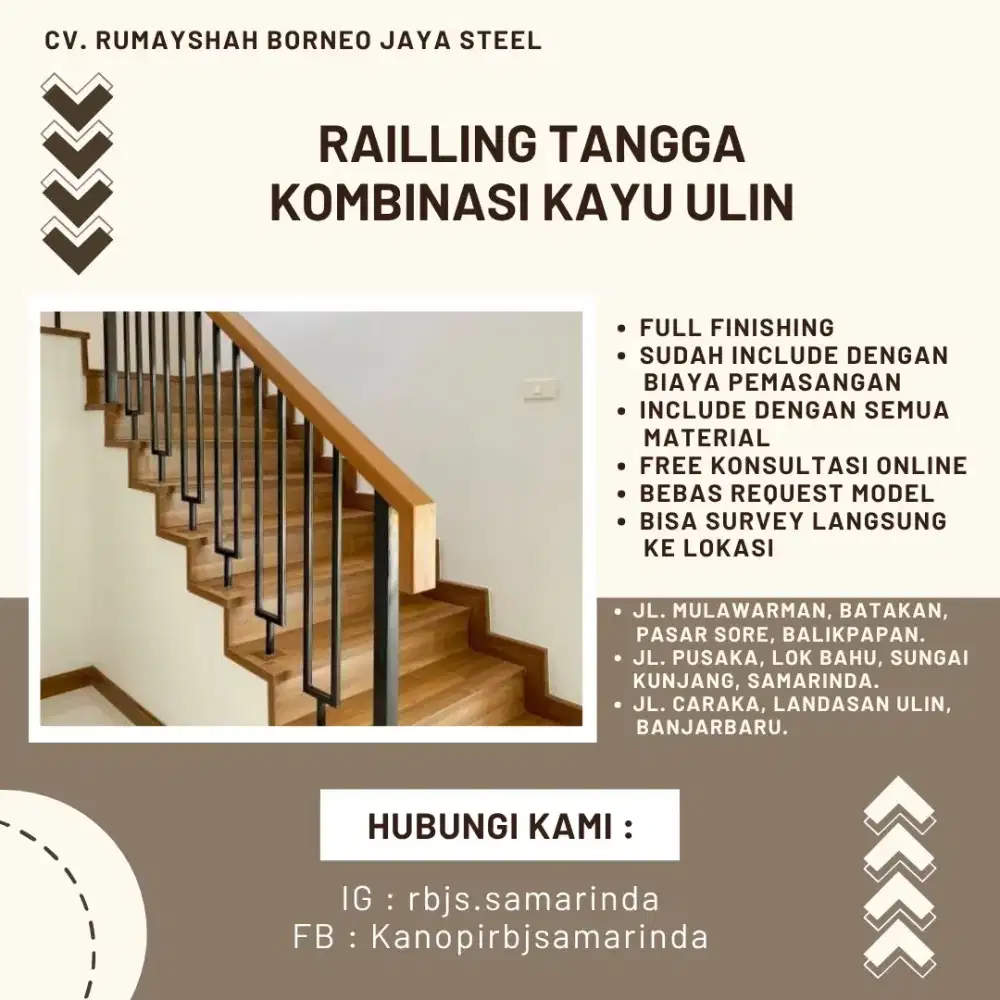 Railling Tangga Kombinasi Kayu Ulin