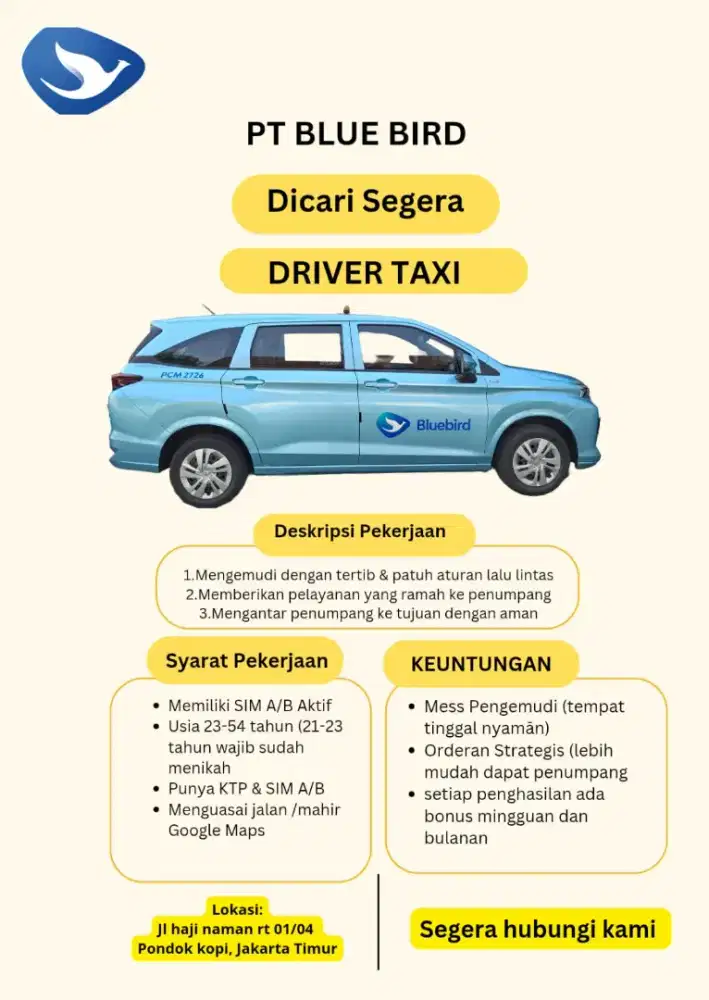 Lowongan driver taxi