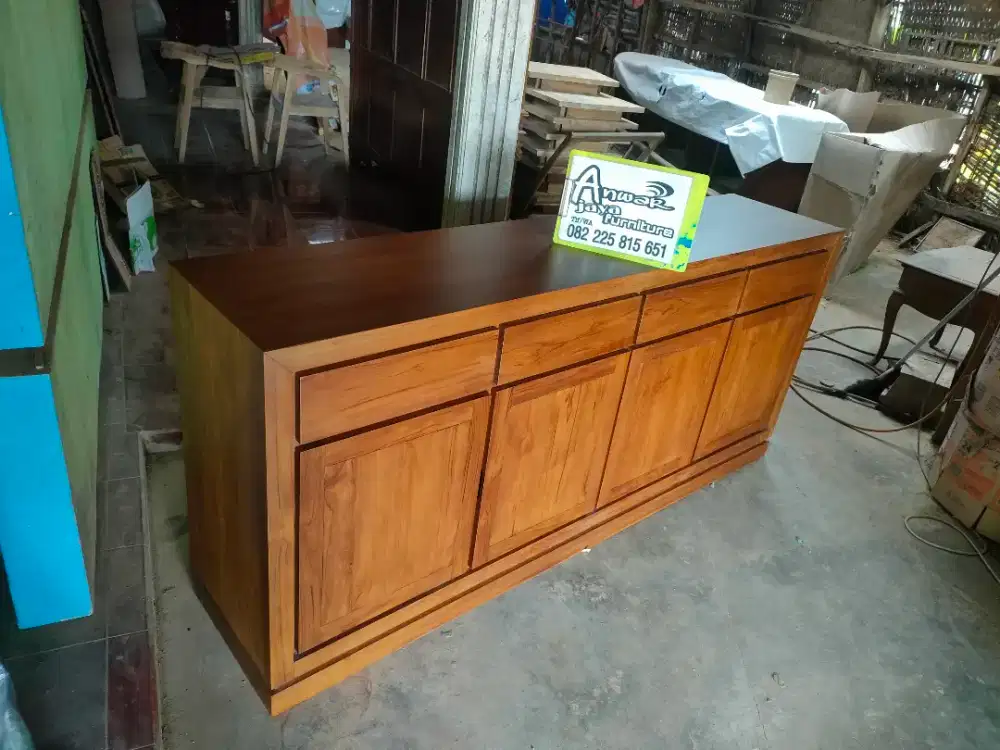 Bufet minimalis tv new full kayu jati