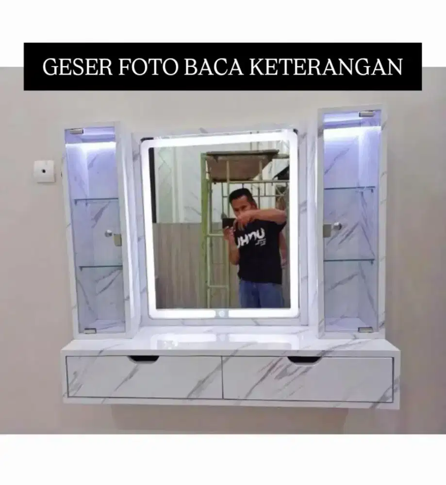 Cermin Rias Lampu 3 Warna LED Touchscreen 100x35 Meja Rias Gantung