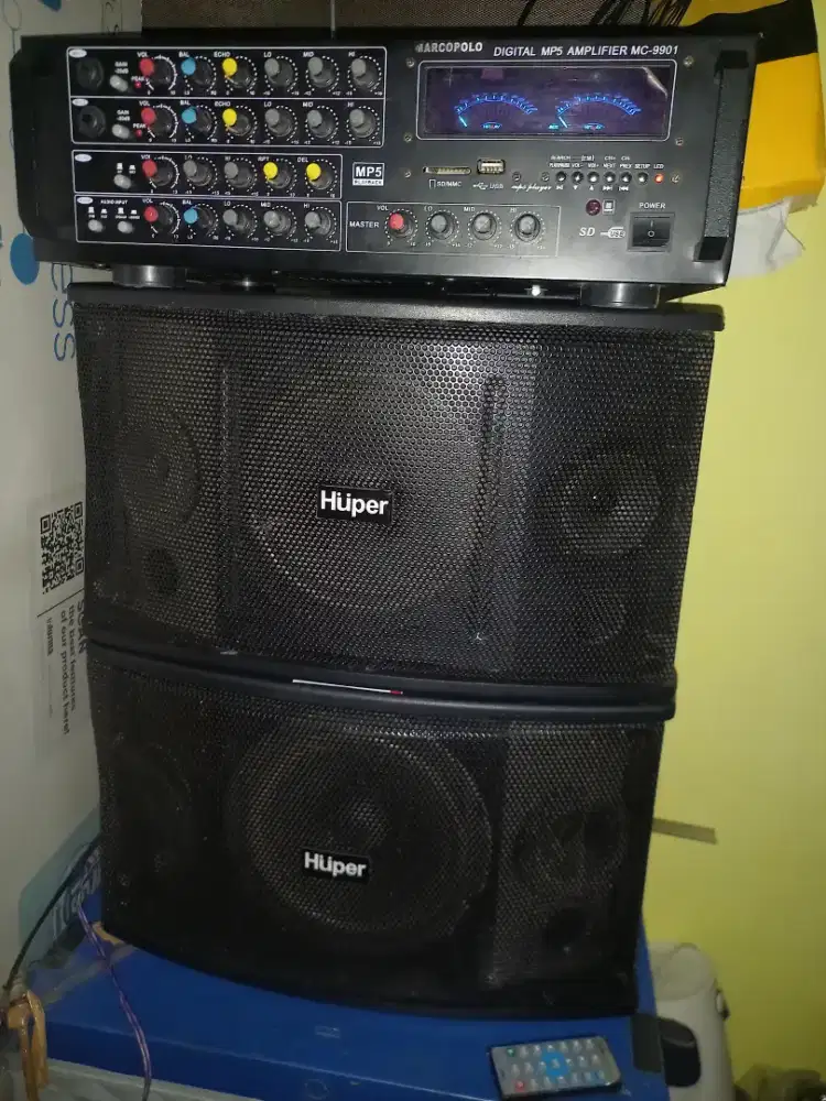 Power amplifier karaoke+speaker sepasang