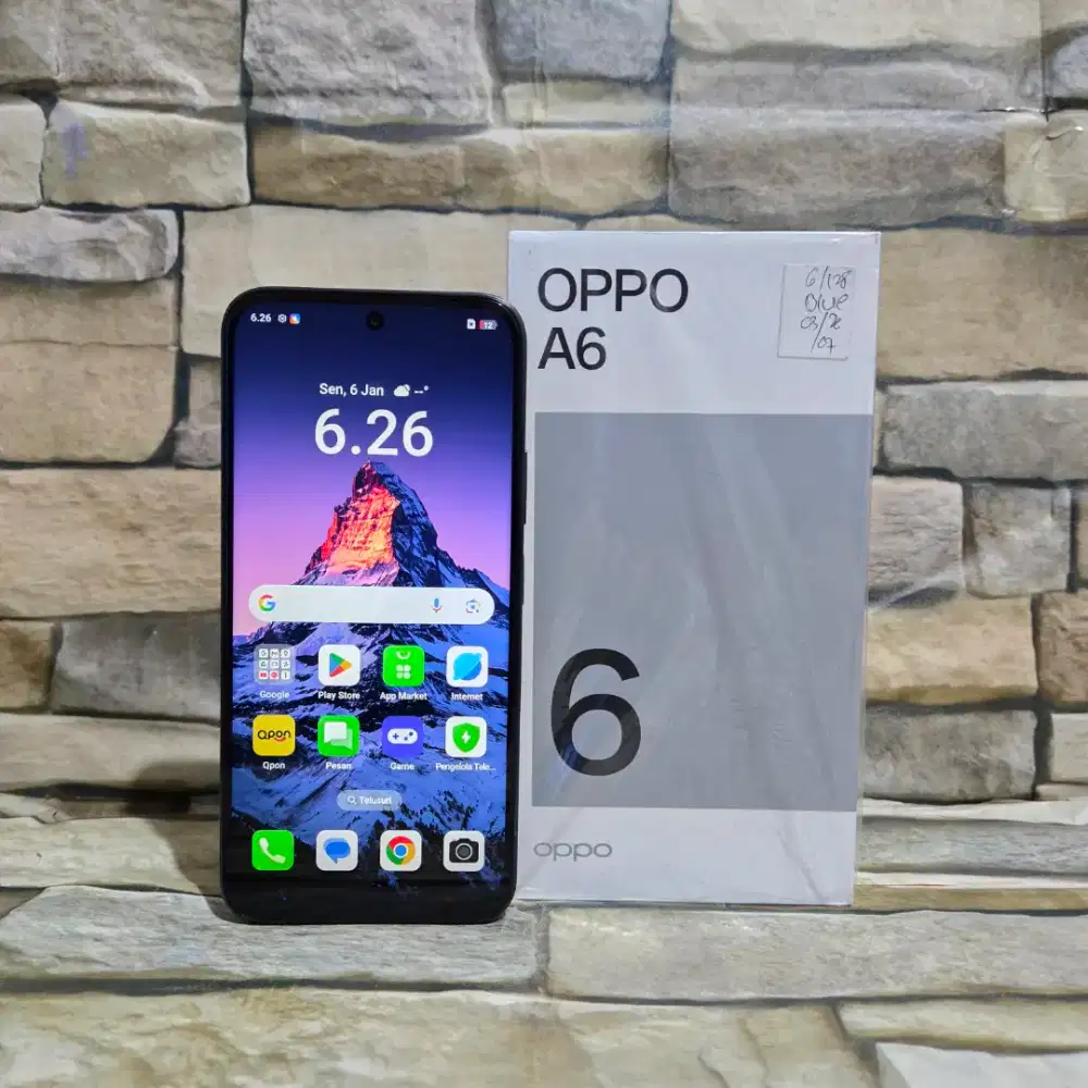Oppo A6 6/128 4G Blue Fulset segel mulus 98% Garansi panjang