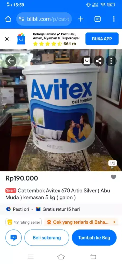Cat avitex abu-abu 5kg