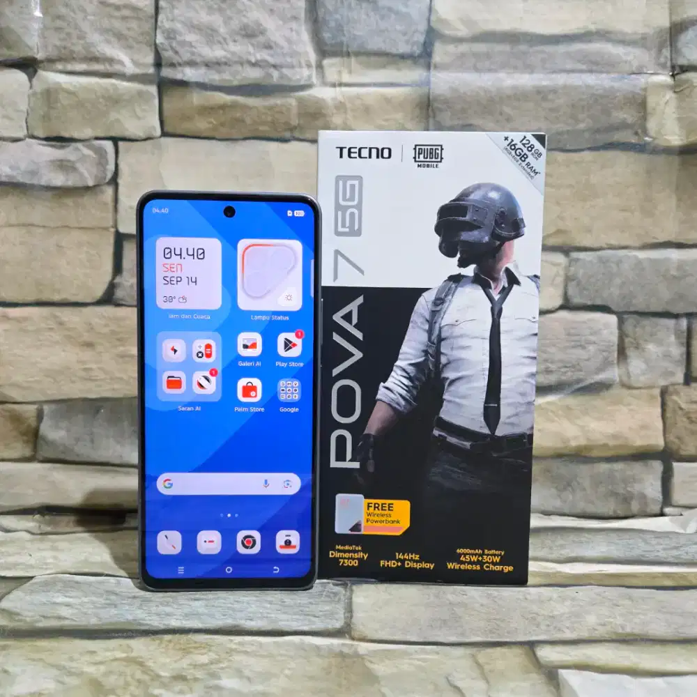 Tecno Pova 7 5G 8/128 Black Fulset segel mulus 98% Garansi panjang