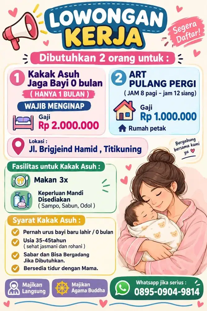 LOWONGAN JAGA BAYI NEWBORN / LOWONGAN ART PP