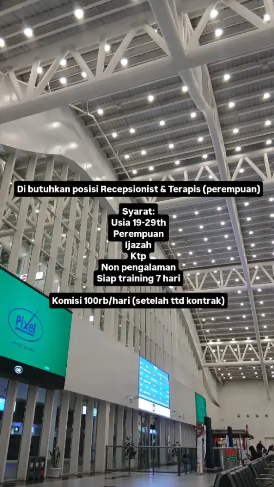 Lowongan kerja Recepsionis dan Terapis