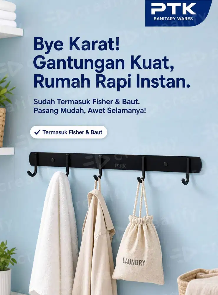 GANTUNGAN BAJU 5 KAIT HITAM / CANTOLAN BAJU  / KAITAN BAJU