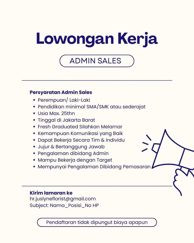 LOWONGAN ADMIN SALES