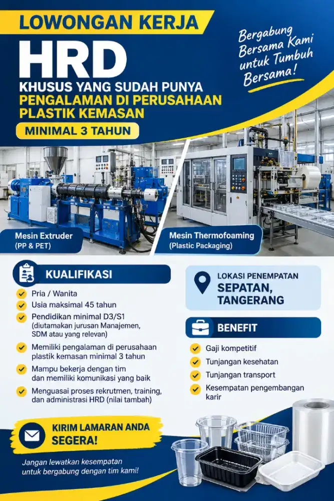 HR dibidang plastik kemasan khusus yang sudah PENGALAMAN