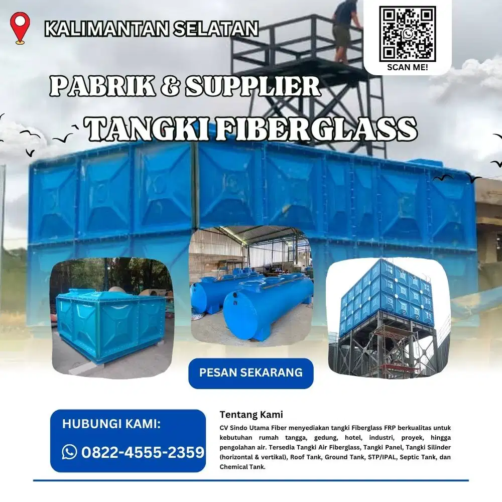 Tangki Fiberglass FRP-Jual Tangki Air, Panel & Silinder Barito Kuala