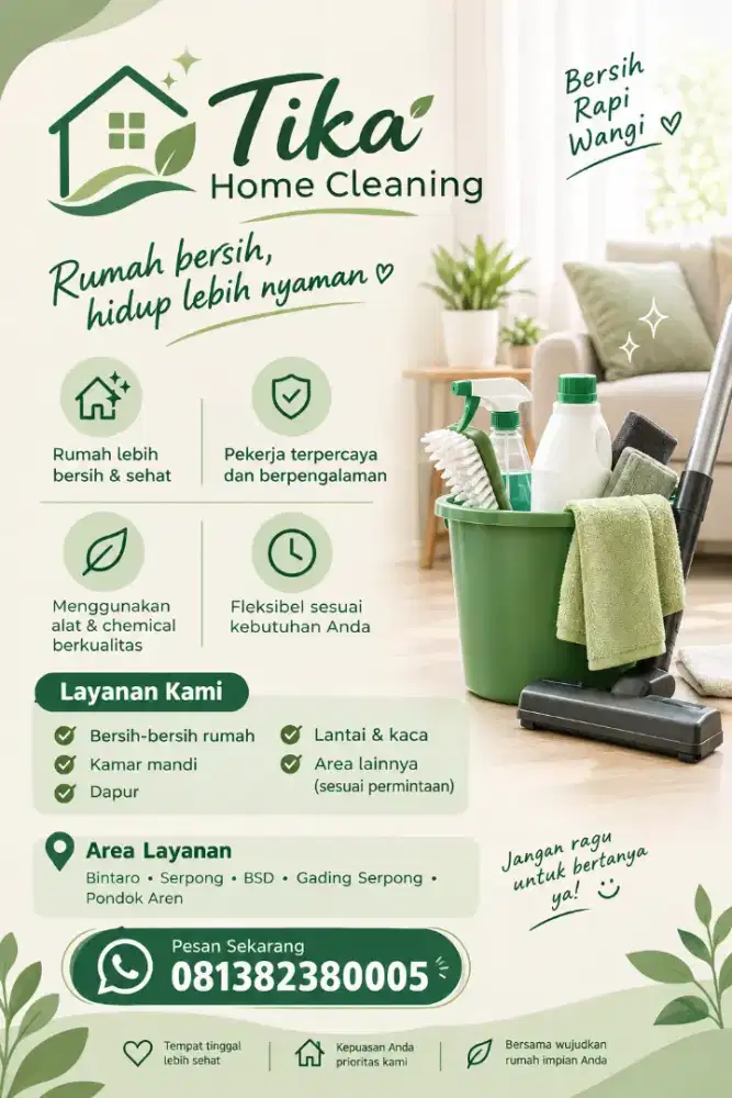 Jasa bersih rumah tangsel,tinggal duduk manis alat kami yang bawa