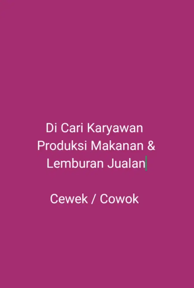 Dicari Karyawan Jaga Stand Kaki Lima