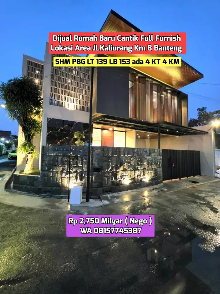 RUMAH BARU CANTIK UGM FULL FURNISH JAKAL KM 8 BANTENG RP 2,750 MILYAR