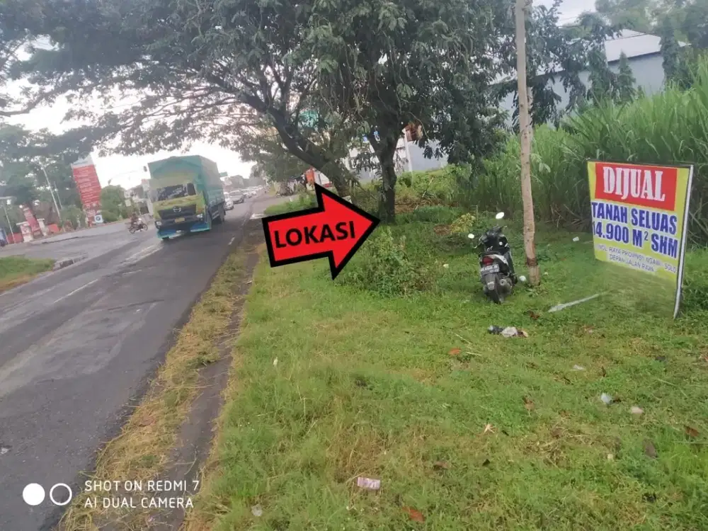 DIJUAL Tanah Nol Jalan Raya Provinsi Surabaya - Jogja 10 Menit Exit Jalan Tol Ngawi Jawa Timur Strategis
