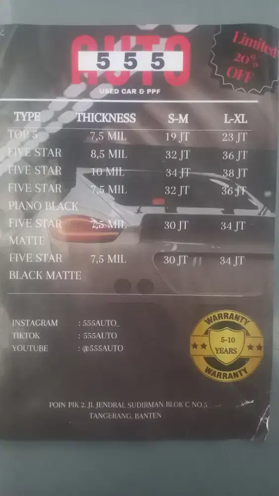 PPF TPU ASLI start Rp12 JT di 555 AUTO POIN pik 2