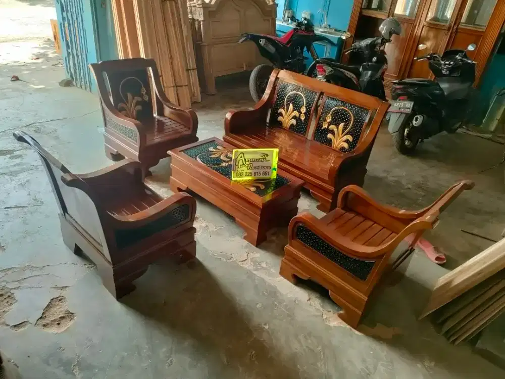 Kursi tamu minimalis semut full kayu jati