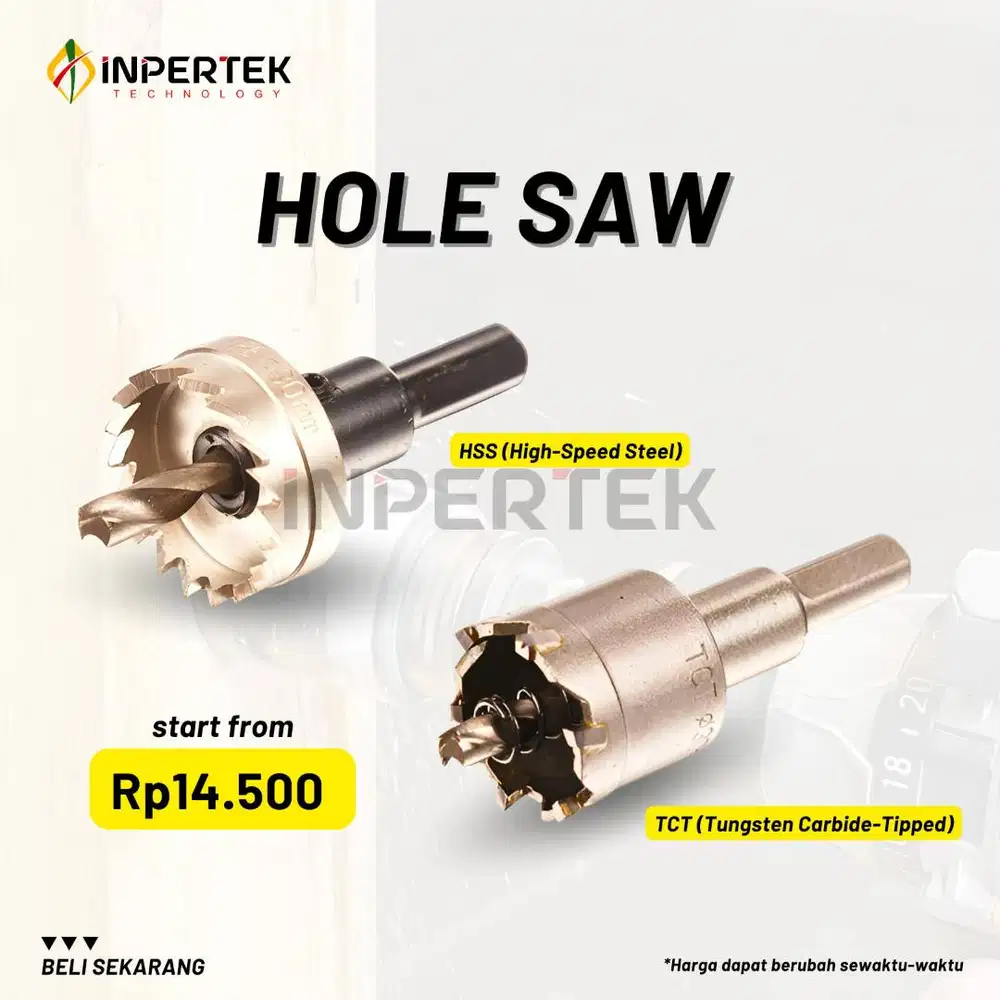 Holesaw HSS & TCT Pelubang Besi Berbagai Ukuran dan Merek