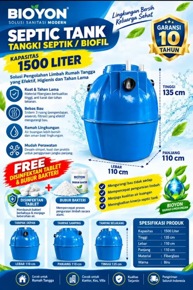 Bio tank, septic tank, tangki, biofil,Ipal mbg