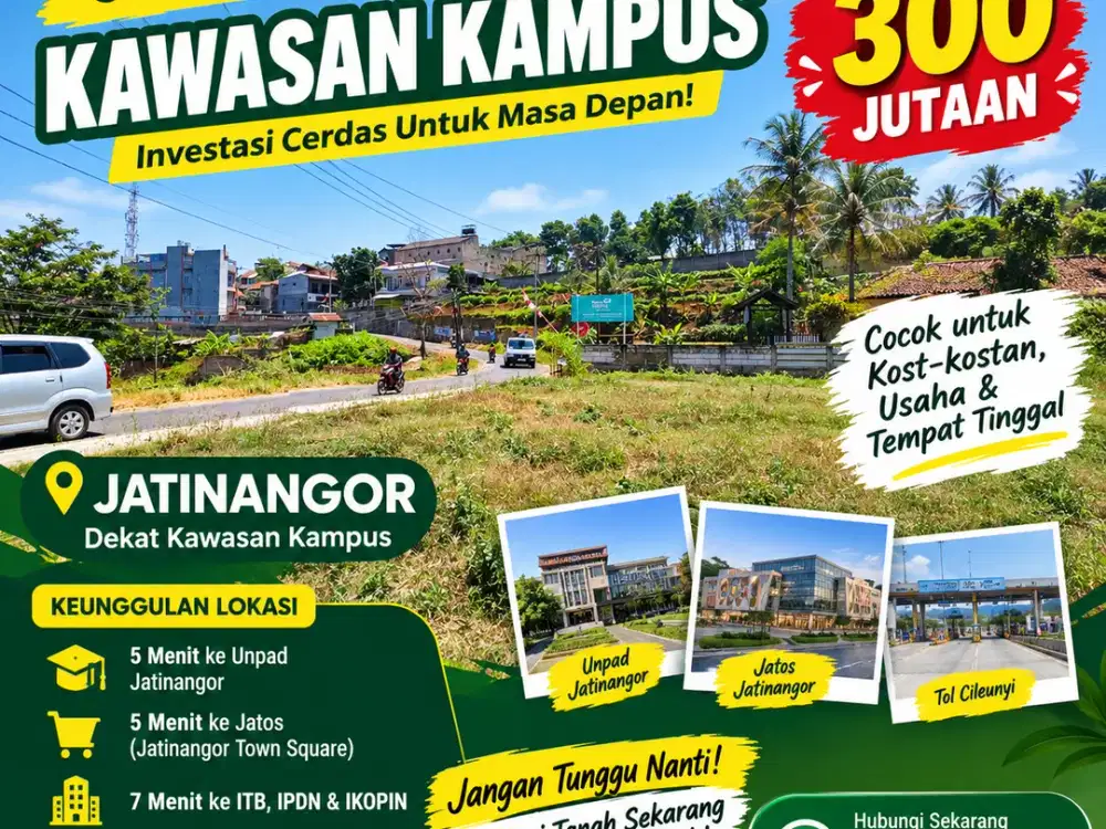 Kavling Strategis Kawasan Kampus Jatinangor – Mulai 300 Jutaan