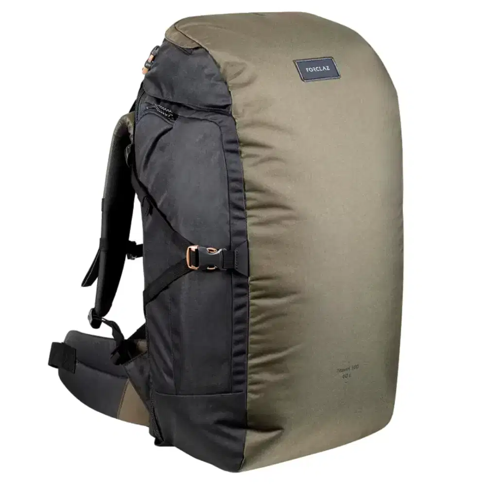 Decathlon Forclaz Tas Carrier Backpack Travel 100 60L Khaki
