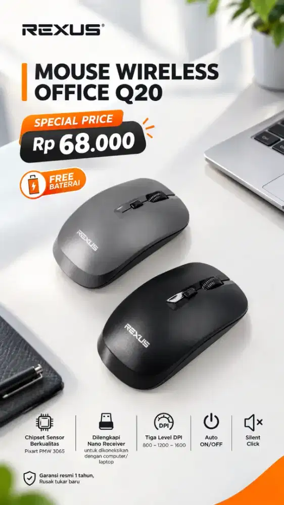 Mouse office wireless rexus Q20