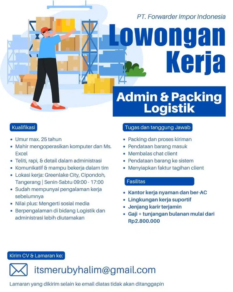 Lowongan Kerja Logistik Admin & Packing