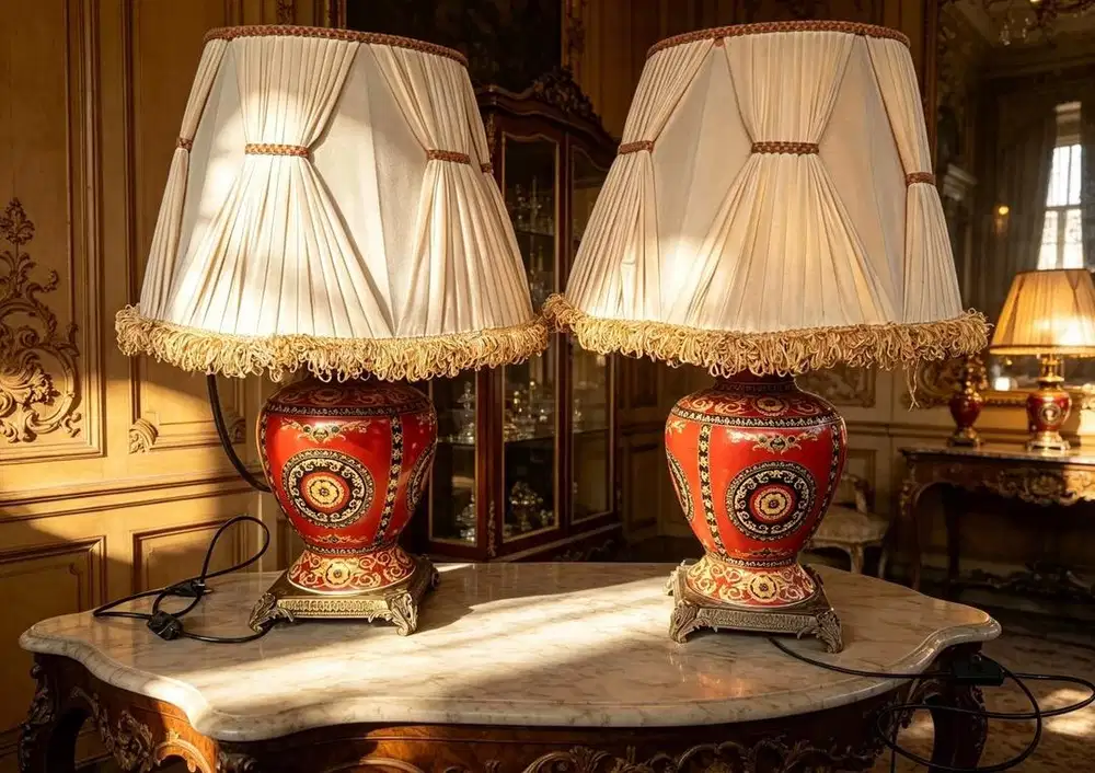 sepasang lampu meja davinci