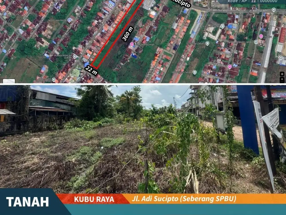 DIJUAL TANAH STRATEGIS – JL. ADI SUCIPTO, SEBERANG SPBU, KUBU RAYA
