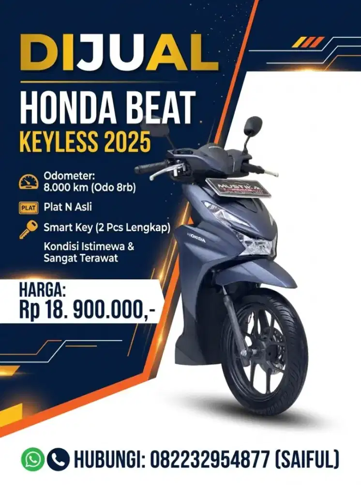Odo 8rb Istimewa!!Honda Beat Deluxe Keyles 2025 N Kabupaten-Mustika