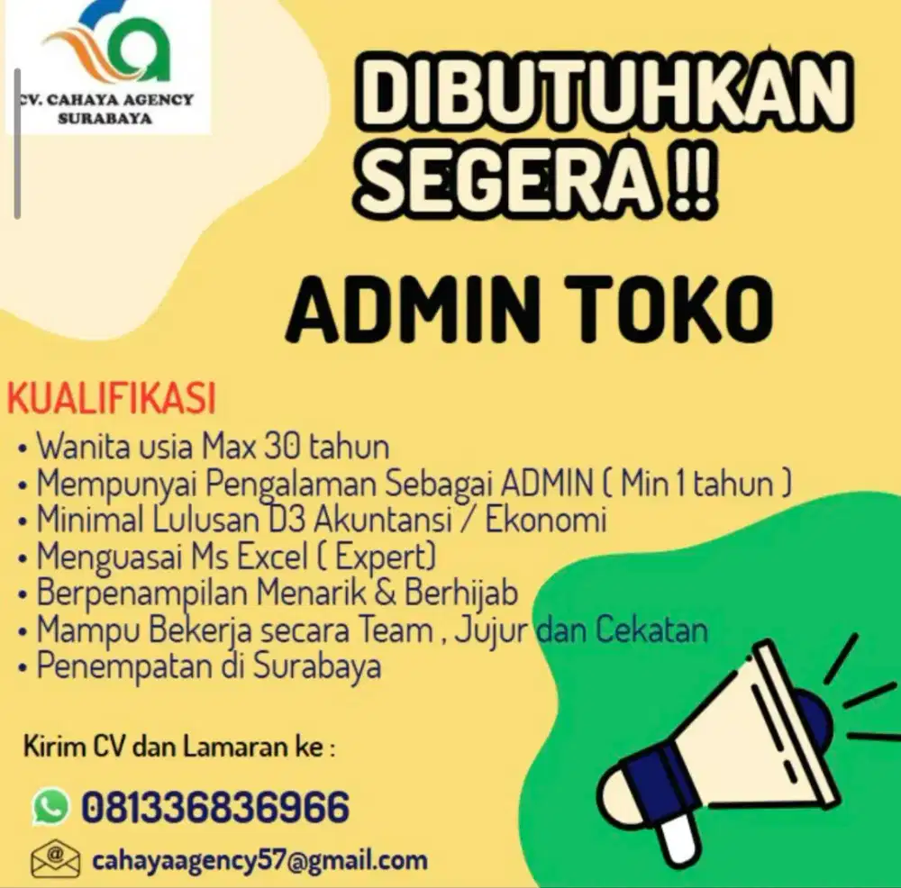 Lowongan kerja Admin
