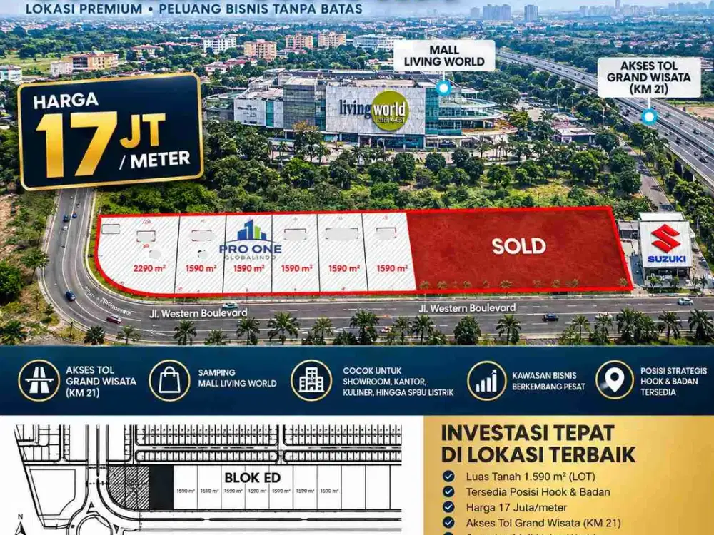 TANAH KAVLING KOMERSIAL GRAND WISATA, BEKASI