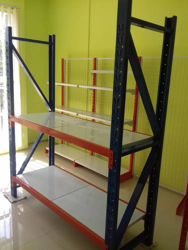 RAK GUDANG KAPASITAS 400 KG FULL BESI BISA MIX WARNA BEBAS SIAP KIRIM