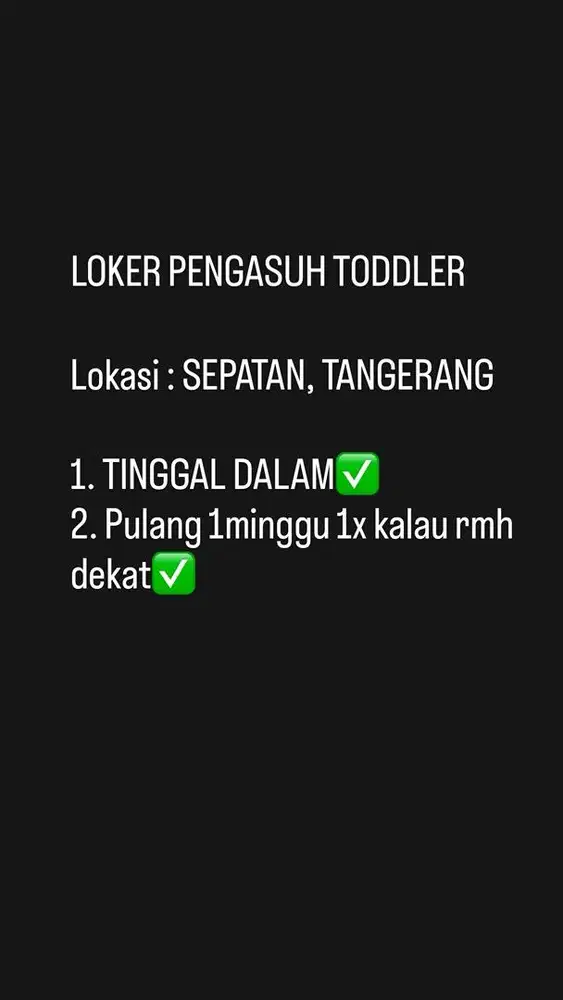 LOWONGAN KERJA PENGASUH BAYI TODDLER