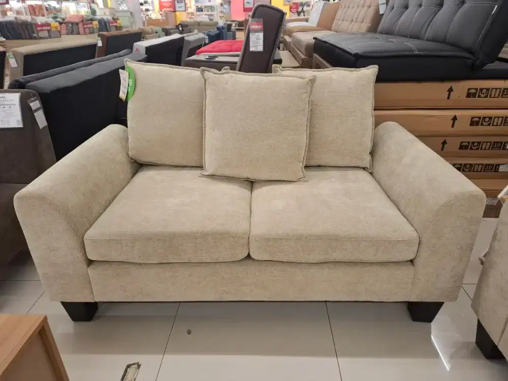 Sofa Tamu 2 Seater Fabric Cream Beige
