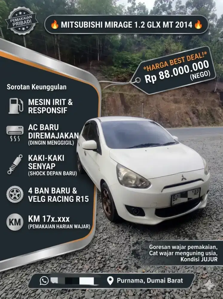 Mitsubishi Mirage GLX MT 2014 Putih Mutiara