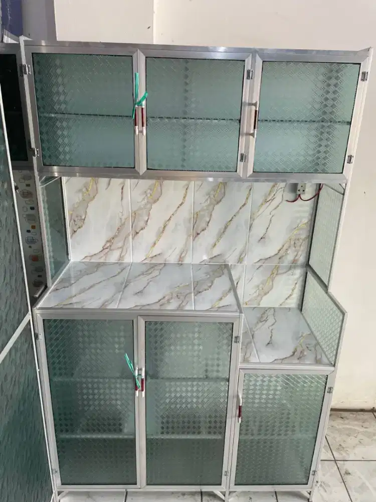 Rak Piring Lemari Dapur Aluminium 3 Pintu