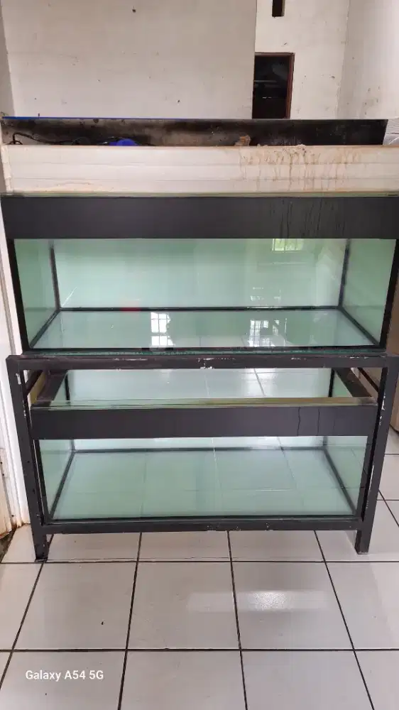 Set aquarium 100x40x40 8mm Rak Hollo Galvanis kaca gosok alus