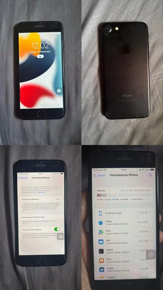 Dijual cepat Iphone 7, 128Gb intern sinyal aman