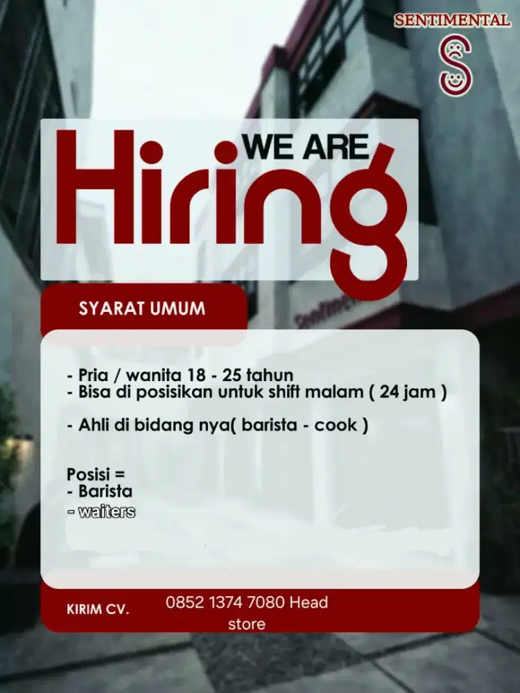 Lowongan pekerjaan= barista