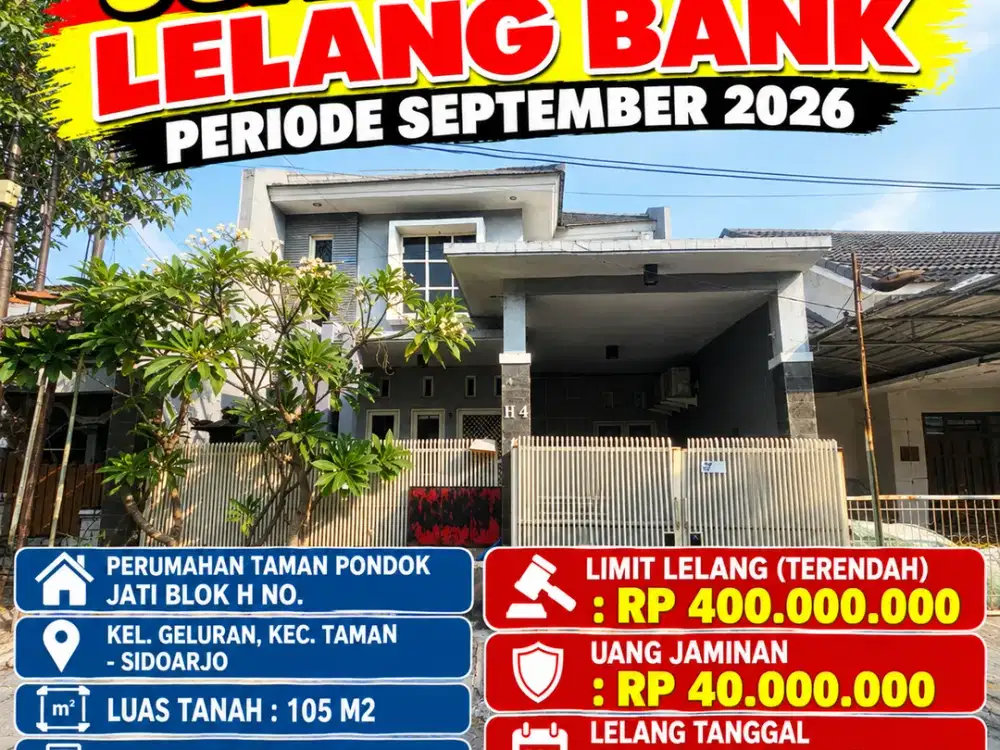 GELURAN (TAMAN) - LUAS 105 M2!! DIJUAL RUMAH VIA LELANG DI PERUM TAMAN PONDOK JATI