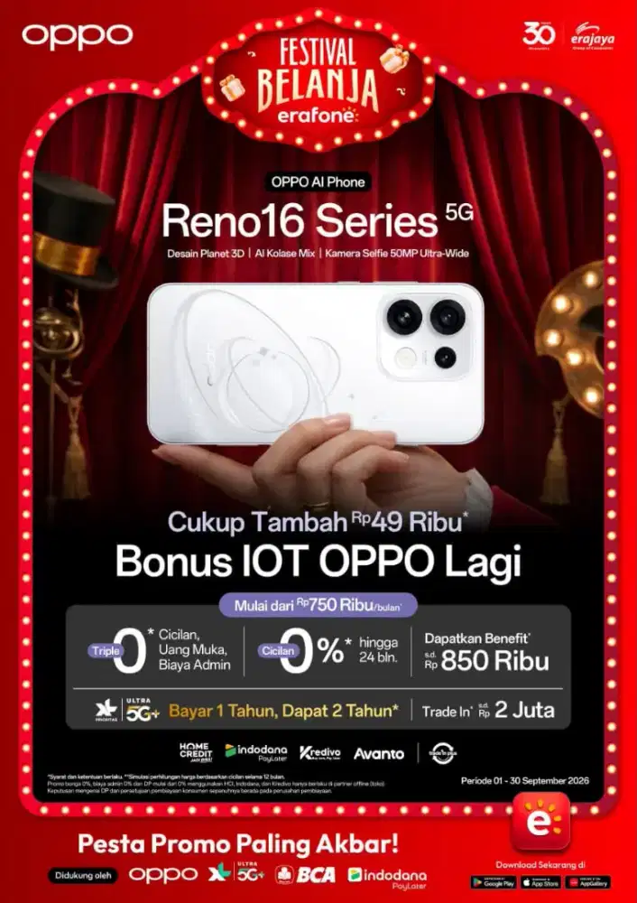 OPPO Reno 16 Series 5G Original Garansi Resmi Erafone Promo Spesial