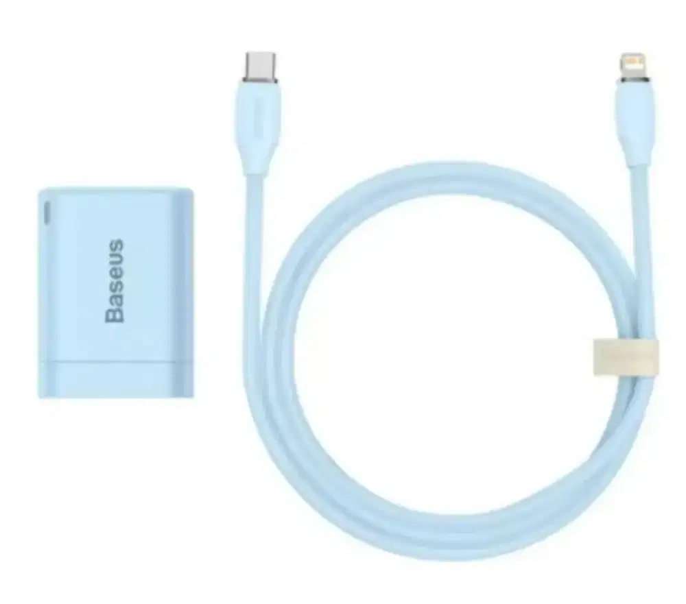Baseus Super Si Pro Quick Charger 20W Kabel C to Lightning Biru Ori